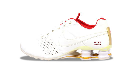 Nike Shox Deliver White Gold University Red (W) (317549-118) Women's Size 5W-7W