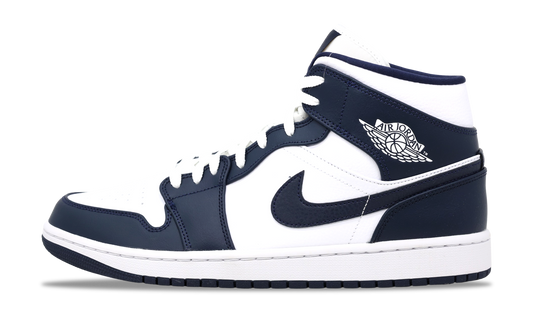 Nike Air Jordan 1 Mid White Metallic Gold Obsidian 554724-174