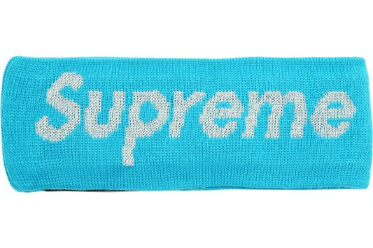 Supreme x New Era Reflective Logo Headband FW17 Black/Teal (FW17BN25) One Size