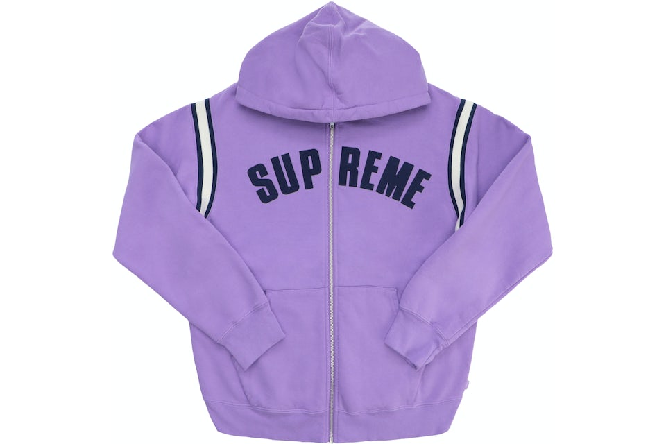 Supreme Jet Sleeve Zip Up Hooded Sweatshirt Violet