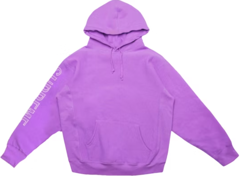 Supreme Sleeve Embroidery Hooded Sweatshirt Violet