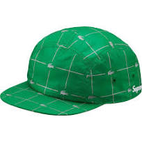 Supreme x Lacoste Reflective Grid Nylon Camp Cap Black/Green (SS18H4) One Size