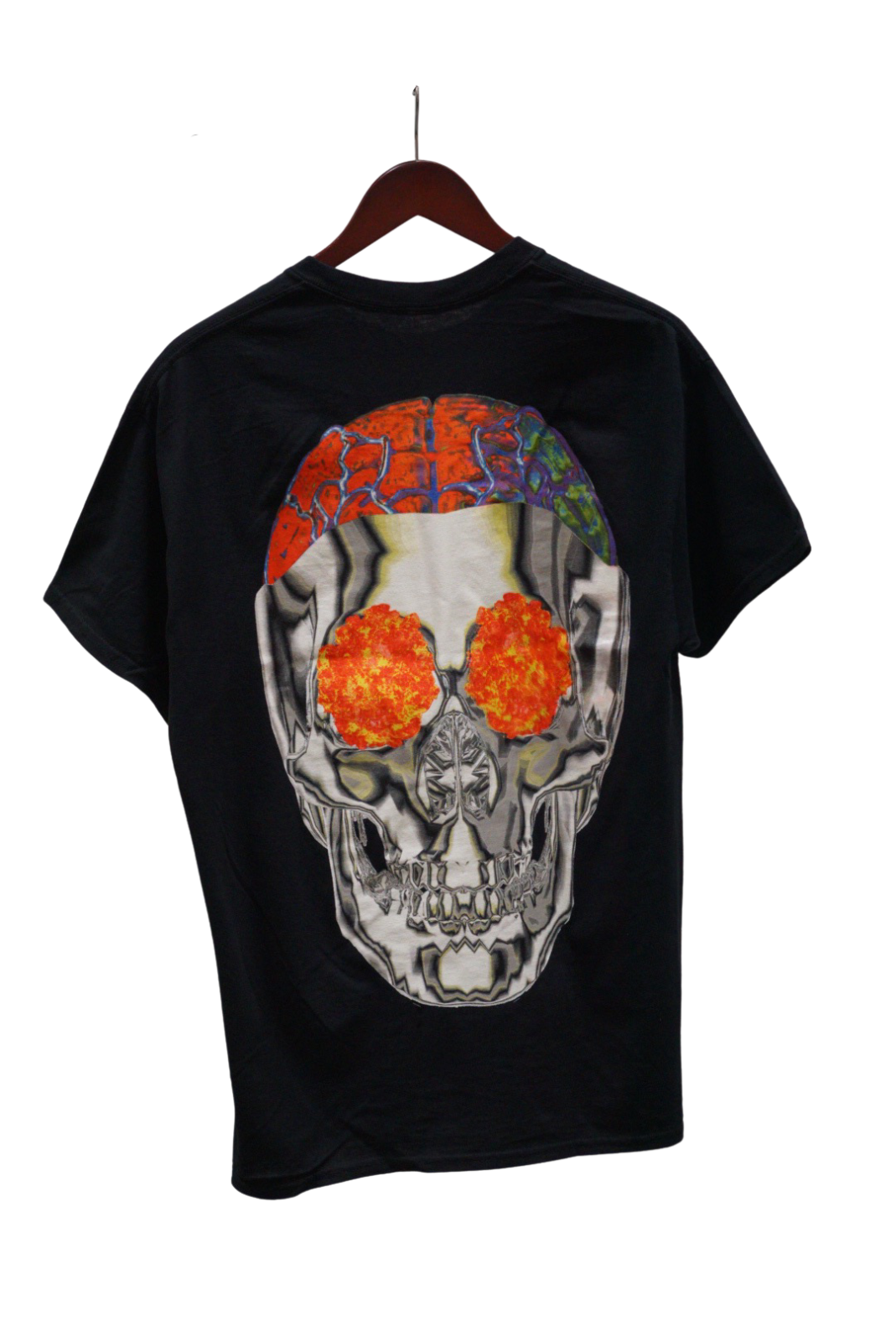 Travis Scott Birds Eye View Metallic Skull Tee Black (93665-218) Mens Size S-2XL