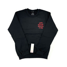 Anti Social Social Club Black Red Crewneck (ASSW321) Men's Size XS-M