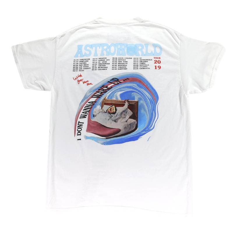 Travis Scott Astroworld Tour Wake Up Tee White 2019 (93665-127) Men's Size M-2XL