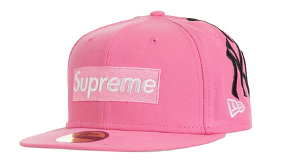 Supreme NYY Box Logo New Era Hat Pink